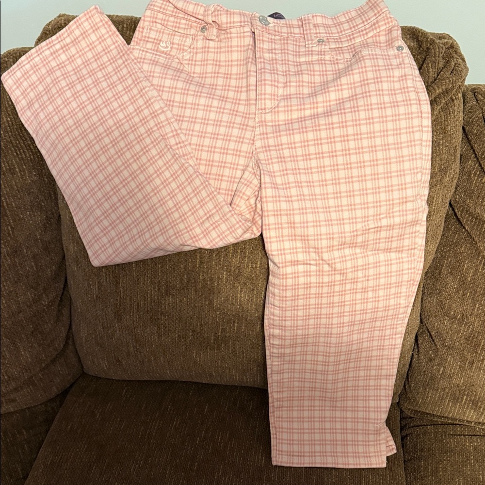 Gloria Vanderbilt Pink Plaid Ankle Jeans